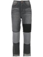 Sjyp - High Waist Patch Jeans - Women - Cotton - M, Grey, Cotton