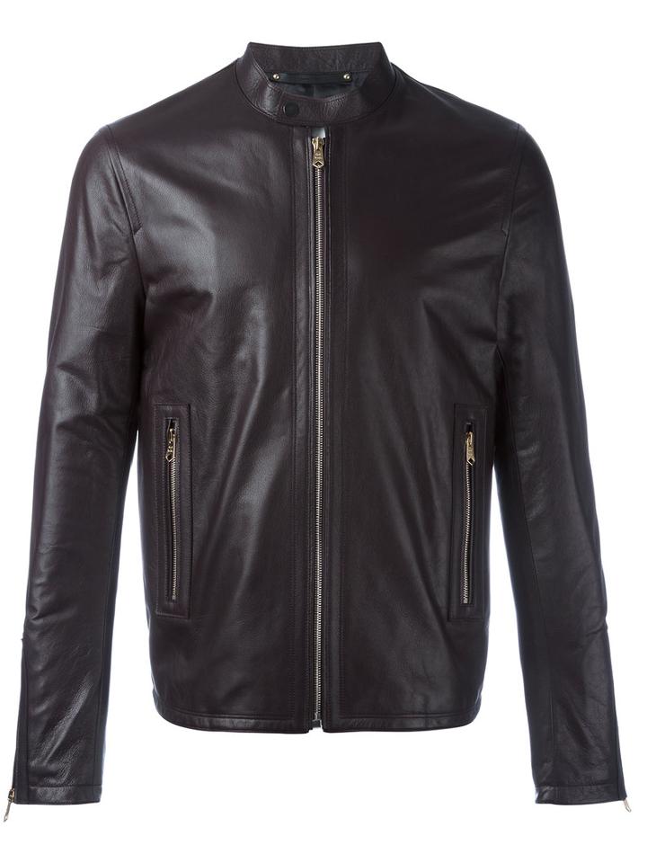 Paul Smith Leather Zip Jacket, Men's, Size: Small, Brown, Leather