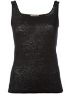 Cruciani - Square Neck Top - Women - Linen/flax - 40, Black, Linen/flax