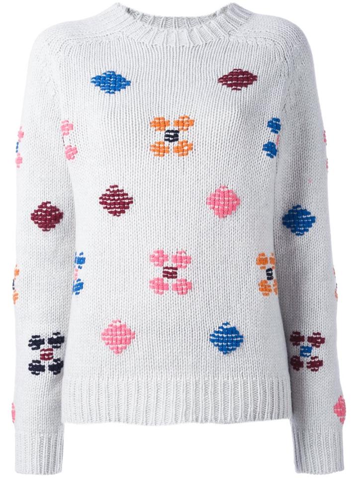 Ymc Embroidered Details Jumper, Women's, Size: Large, Grey, Polyamide/wool