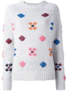 Ymc Embroidered Details Jumper, Women's, Size: Large, Grey, Polyamide/wool