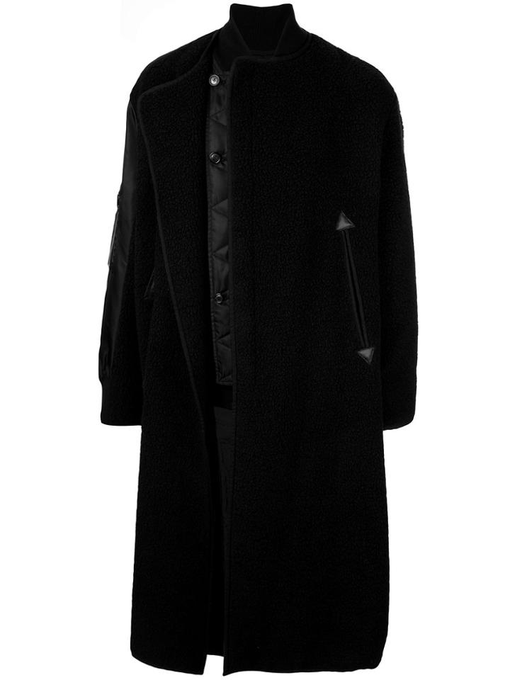 System Deconstructed Layered Midi Coat - Black