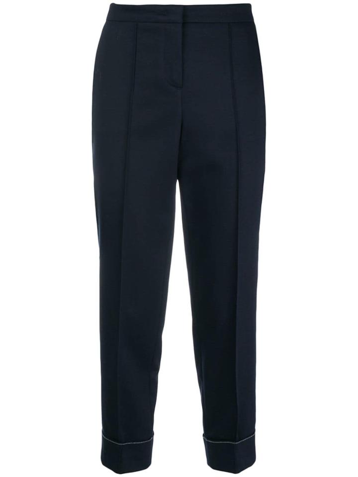 Fabiana Filippi Embellished Cuff Cropped Trousers - Blue