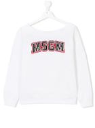 Msgm Kids Sequin Logo Sweatshirt - White