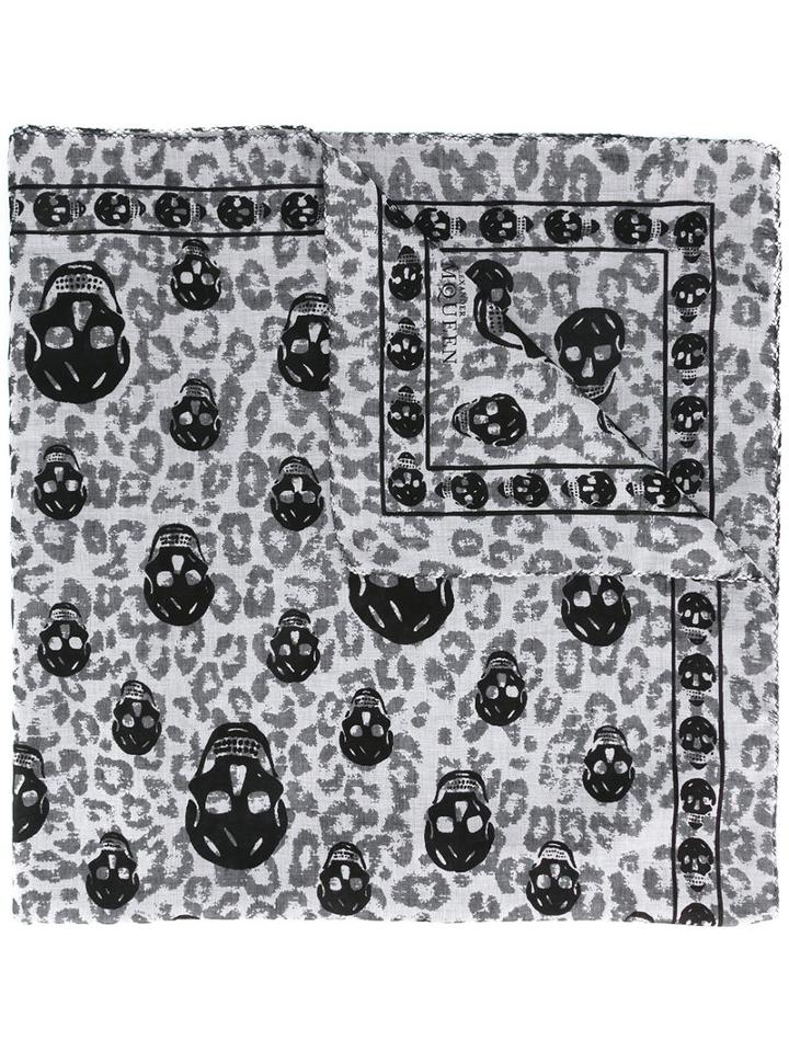 Alexander Mcqueen Animalier Skull Scarf, Men's, Black, Modal/cotton