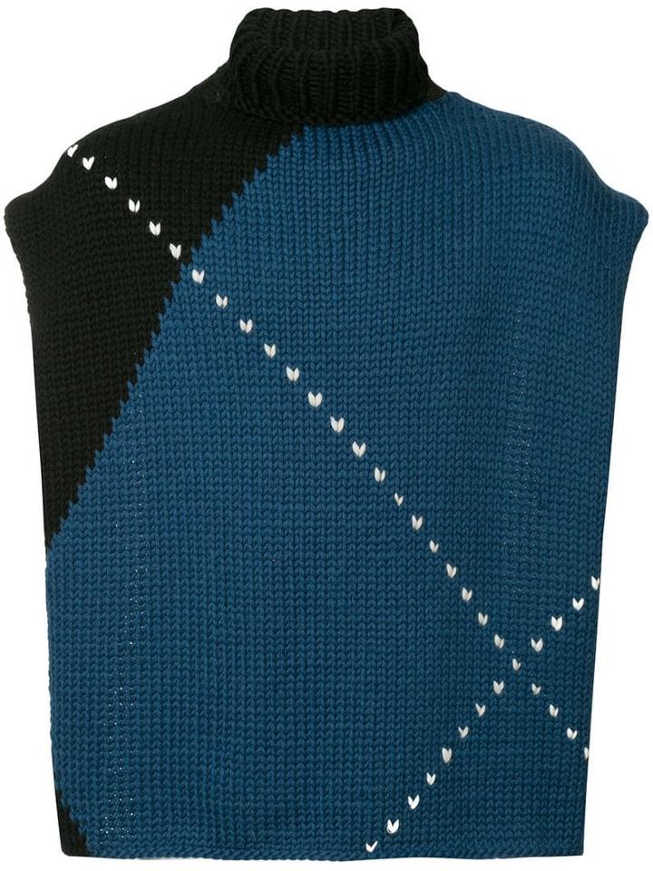 Raf Simons Scarf-style Back Turtleneck Sweater - Blue