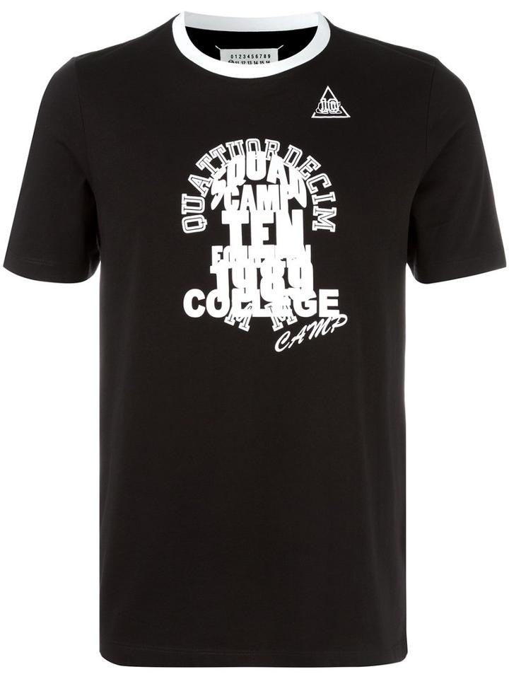 Maison Margiela Monochrome Printed Ringer T-shirt, Size: 44, Black, Cotton