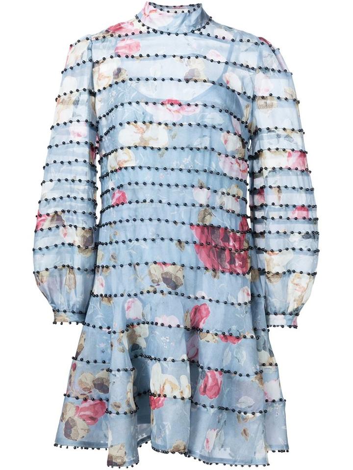 Zimmermann Embellished Flower Print Dress