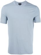 Giorgio Armani Plain T-shirt, Men's, Size: 56, Blue, Spandex/elastane/viscose