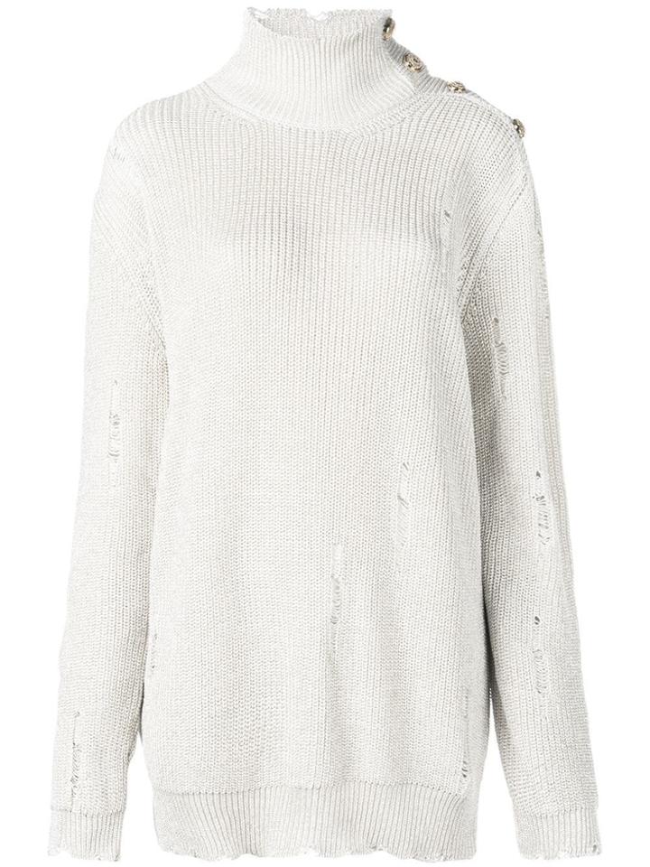 Balmain Distressed Jumper - Brown