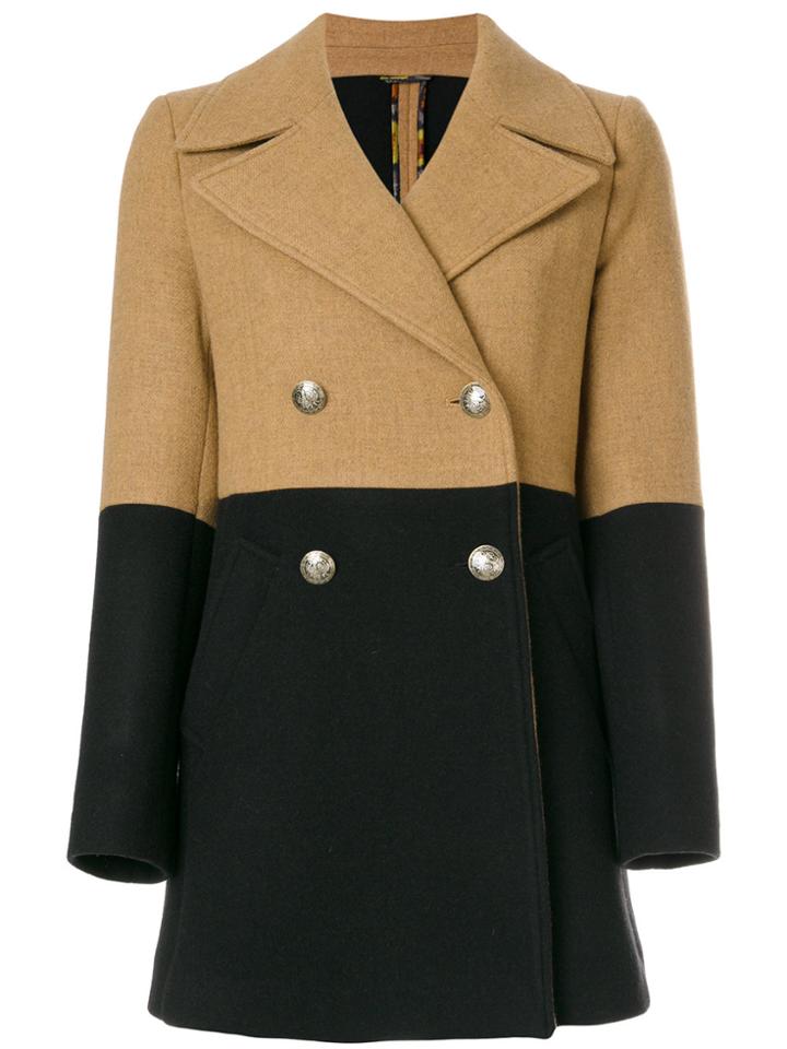 Etro Bicolour Double-breasted Coat - Black