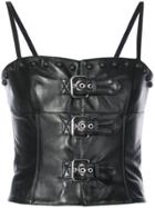 Red Valentino Buckled Leather Top - Black