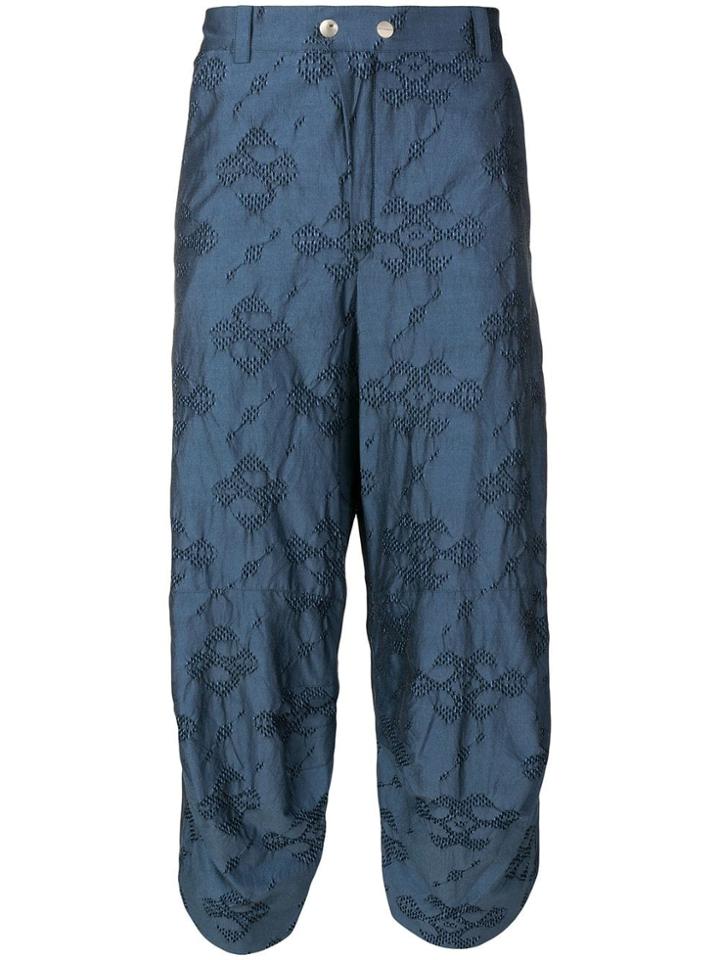 Kiko Kostadinov Embroidered Dropped Crotch Trousers - Blue