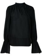 Le Ciel Bleu - Buttoned Sheer Blouse - Women - Cotton/triacetate - 36, Black, Cotton/triacetate