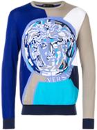 Versace Colour Block Logo Sweatshirt - Blue
