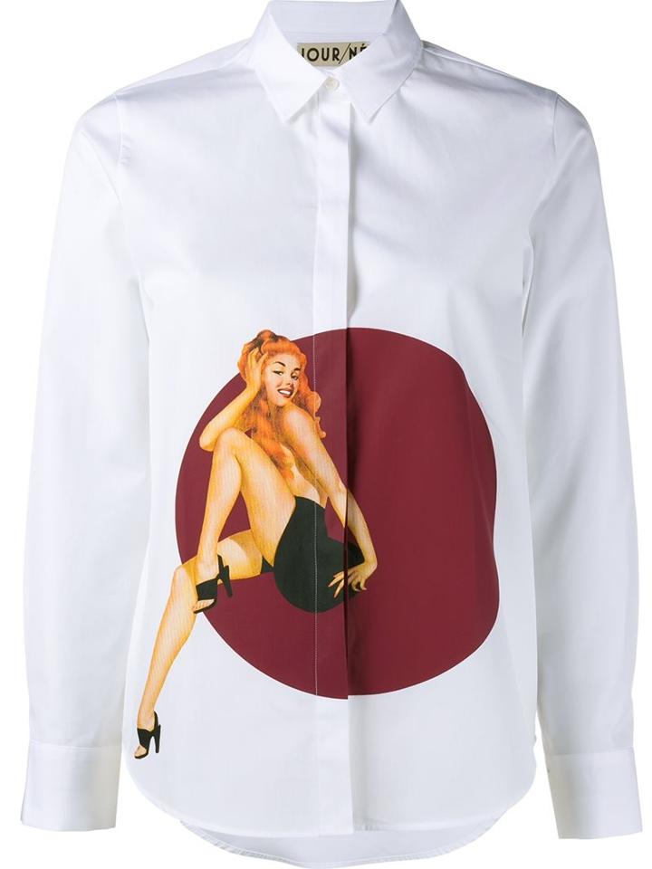 Jour/né Pin-up Print Shirt, Women's, Size: 36, White, Cotton