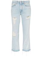 Heron Preston Mid-rise Distressed Cropped Jeans - Blue