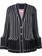Thom Browne Striped Oversized Sleeve Jacket, Women's, Size: 38, Blue, Silk/mohair/wool