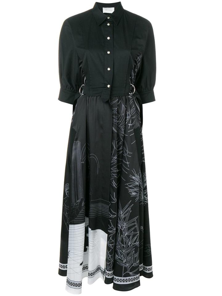 Cédric Charlier Graphic Print Shirt Dress - Black