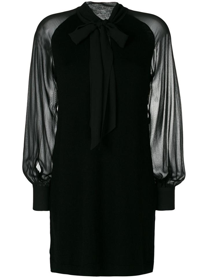 Twin-set Pussy Bow Shift Dress - Black