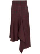 Balenciaga Asymmetric Check Godet Skirt - Red