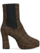 Nicole Saldaña Sam Plaid Boots - Brown