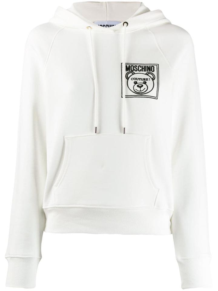 Moschino Bear Logo Print Hoodie - White