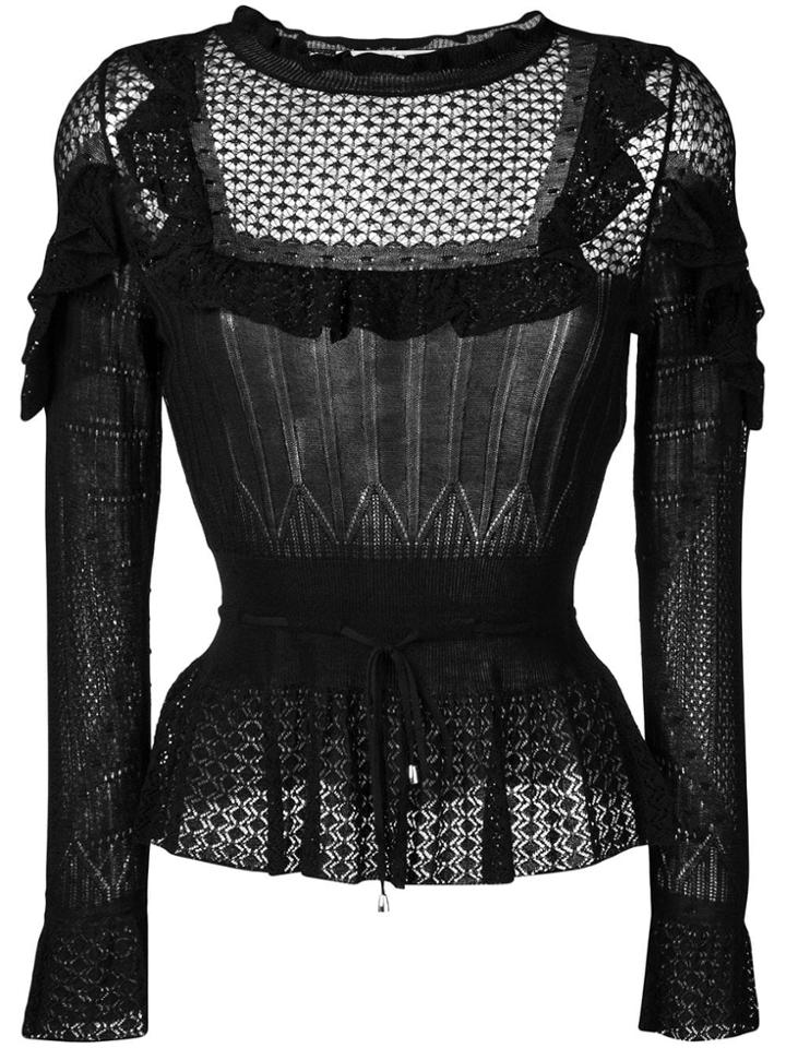 Twin-set Lace-effect Mixed Jumper - Black