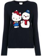Chinti & Parker Cashmere Snowman Hello Kitty Sweater - Blue