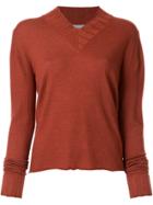 Suzusan V-neck Knitted Jumper - Orange