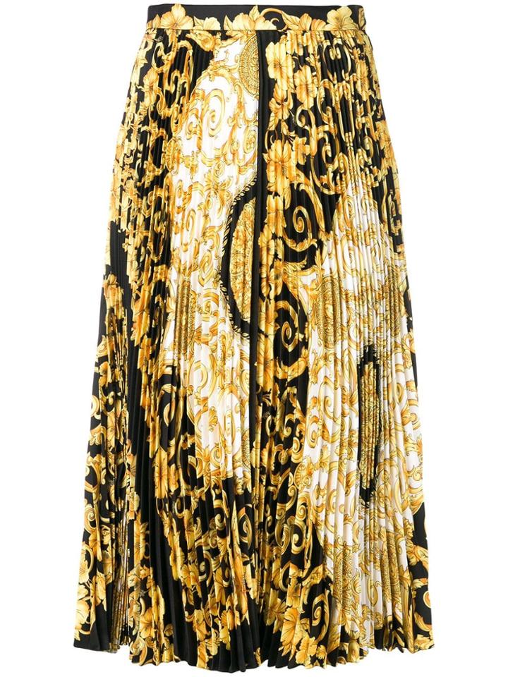 Versace Pleated Printed Skirt - Black