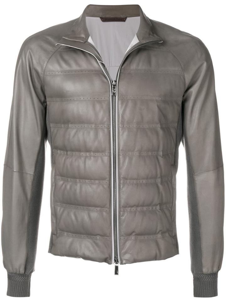 Ermenegildo Zegna Padded Leather Jacket - Green