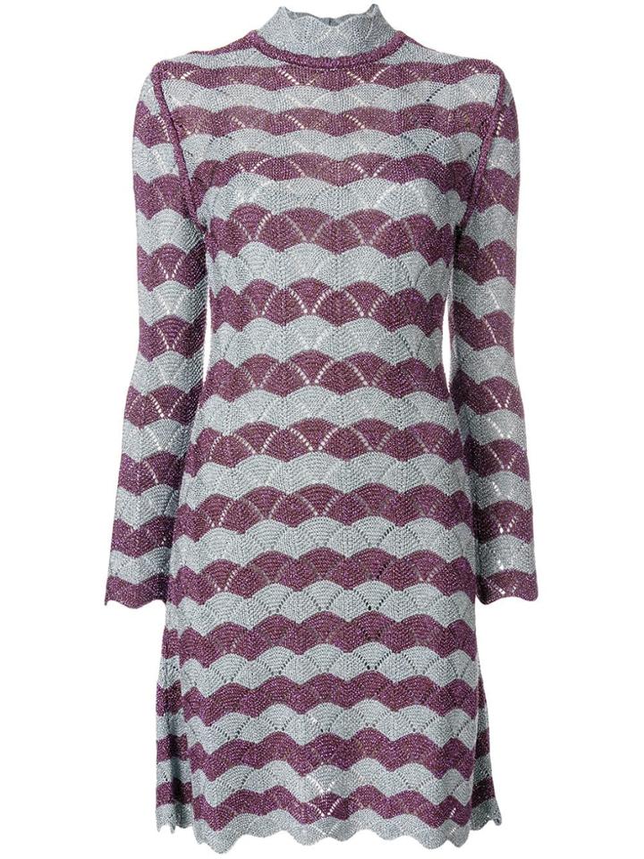 Alexa Chung Scallop Knit A-line Dress - Blue