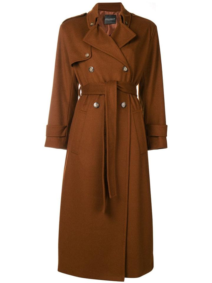 Erika Cavallini Belted Long Coat - Brown