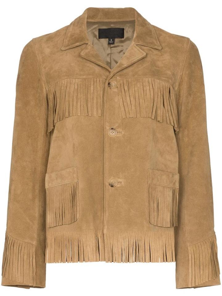 Nili Lotan Frida Suede Fringed Jacket - Neutrals