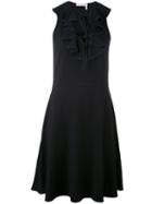 See By Chloé - Ruffle Crepe Skater Dress - Women - Polyester/spandex/elastane - 40, Black, Polyester/spandex/elastane