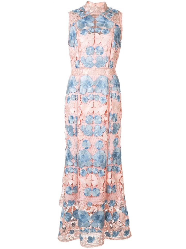 Marchesa Notte Floral Dress - Pink & Purple