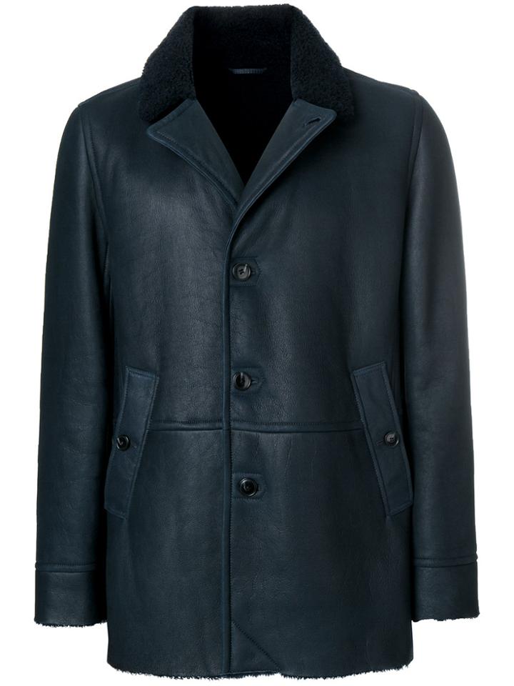 Closed Single Breasted Coat - Blue