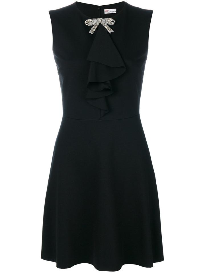 Red Valentino - Embellished Neck Bow Dress - Women - Polyamide/spandex/elastane/viscose - S, Black, Polyamide/spandex/elastane/viscose