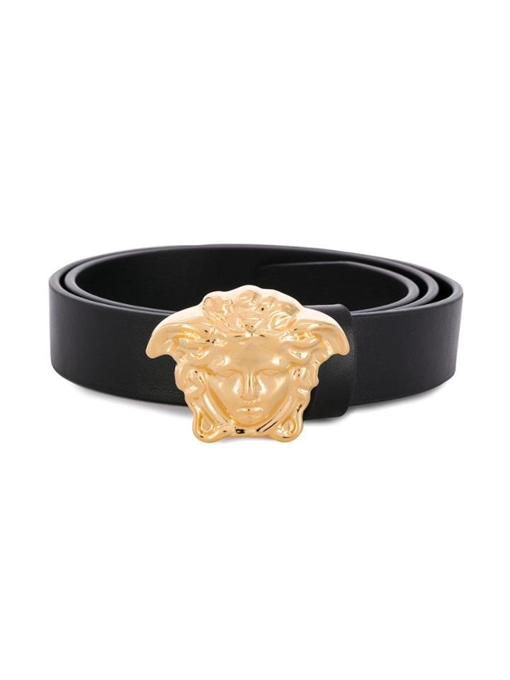 Young Versace Logo Buckle Belt - Black