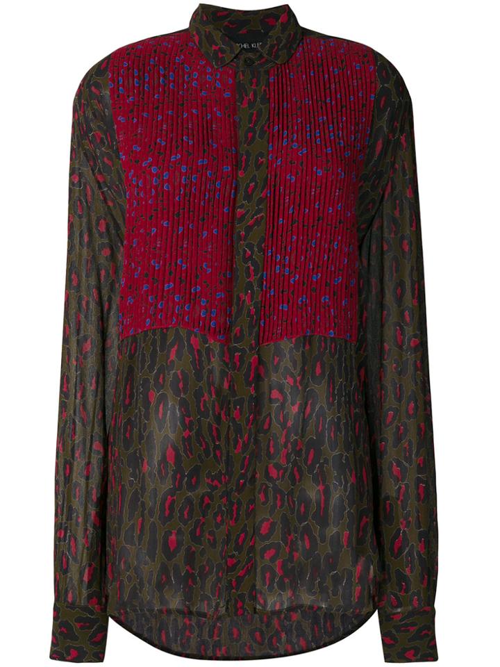 Michel Klein Leopard Print Pleated Blouse - Green