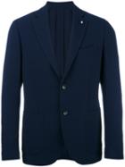 Lardini Patch Pockets Blazer, Men's, Size: 50, Blue, Wool/viscose/cupro