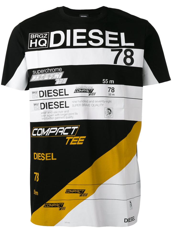 Diesel Printed Logo T-shirt, Men's, Size: Xl, Black, Cotton