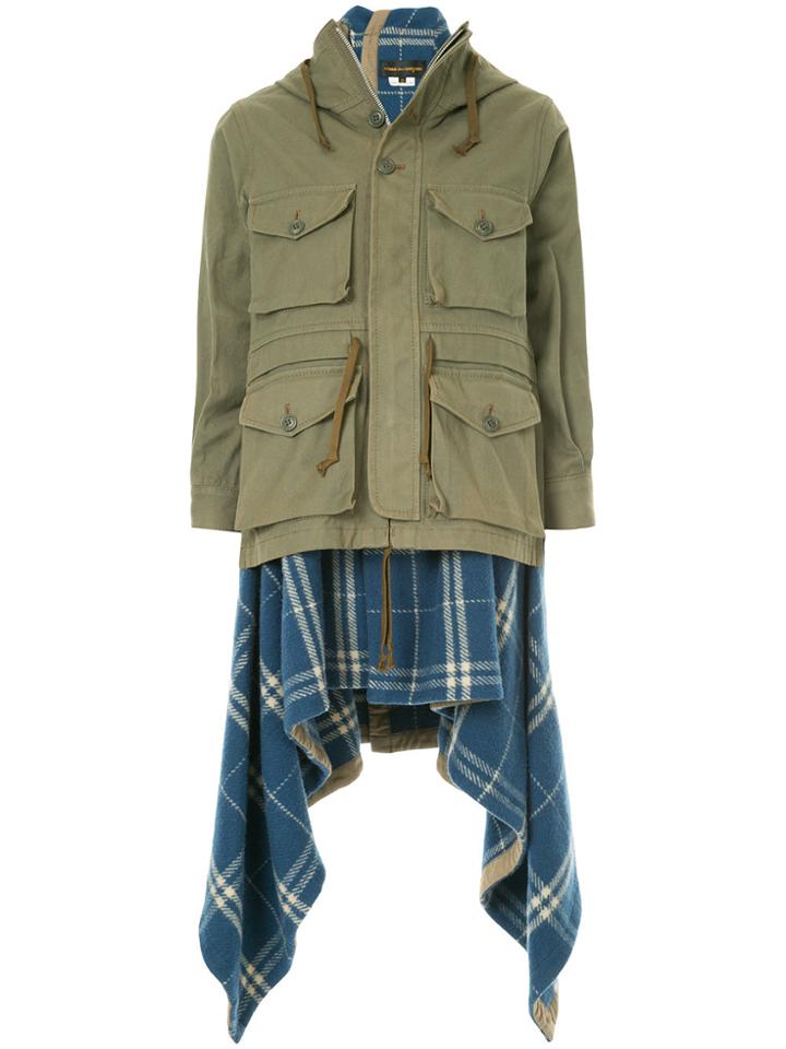 Comme Des Garçons Vintage Tartan Draped Jacket - Green