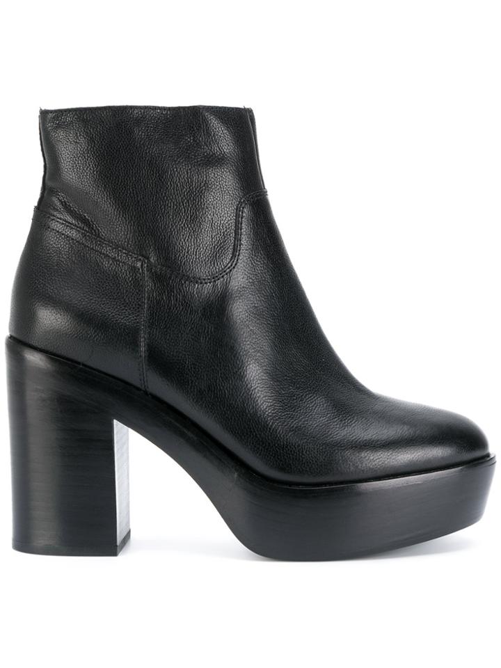 Ash Platform Heel Boots - Black
