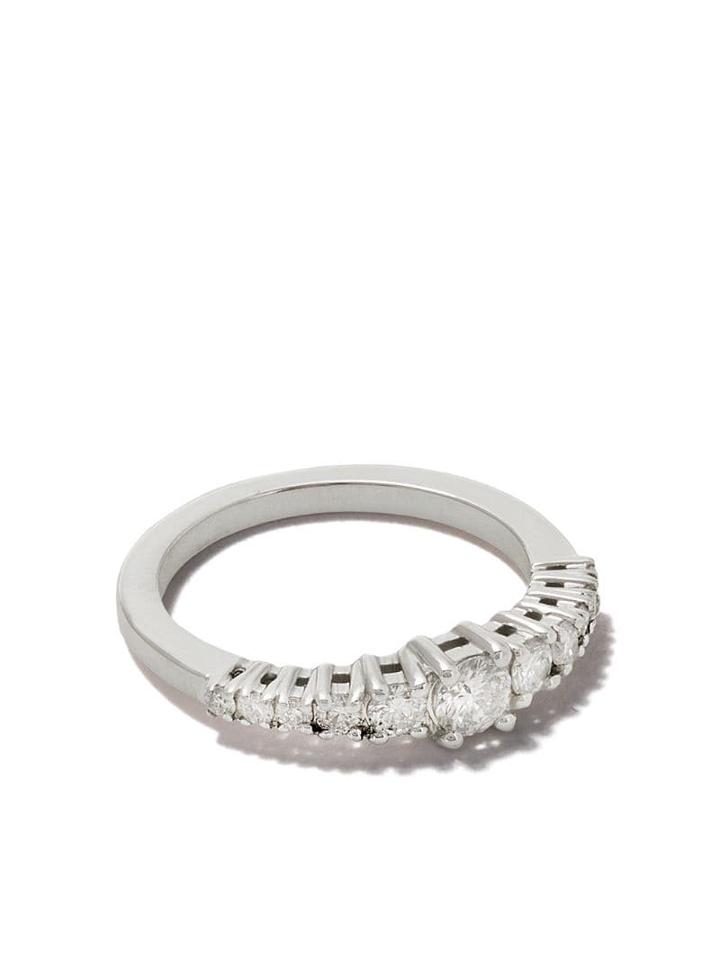 As29 18kt Gold Diamond Icicle Pinky Ring - Silver