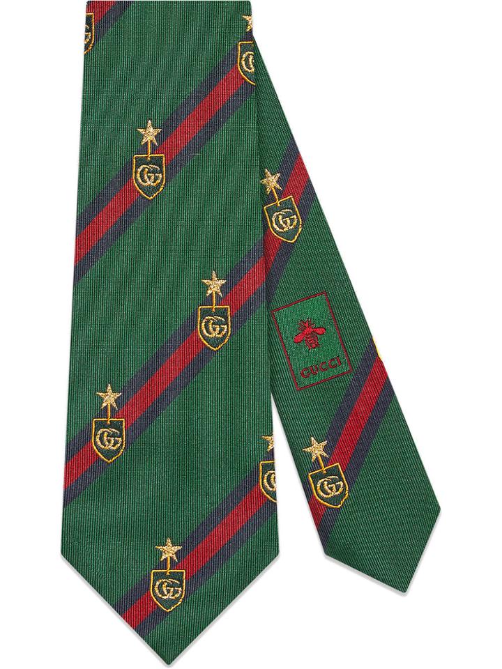 Gucci Web Crest Silk Tie - Green
