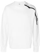 Cp Company Contrasting Shoulder Zip Sweatshirt - White