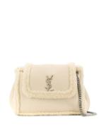 Saint Laurent Nolita Shearling Shoulder Bag - White