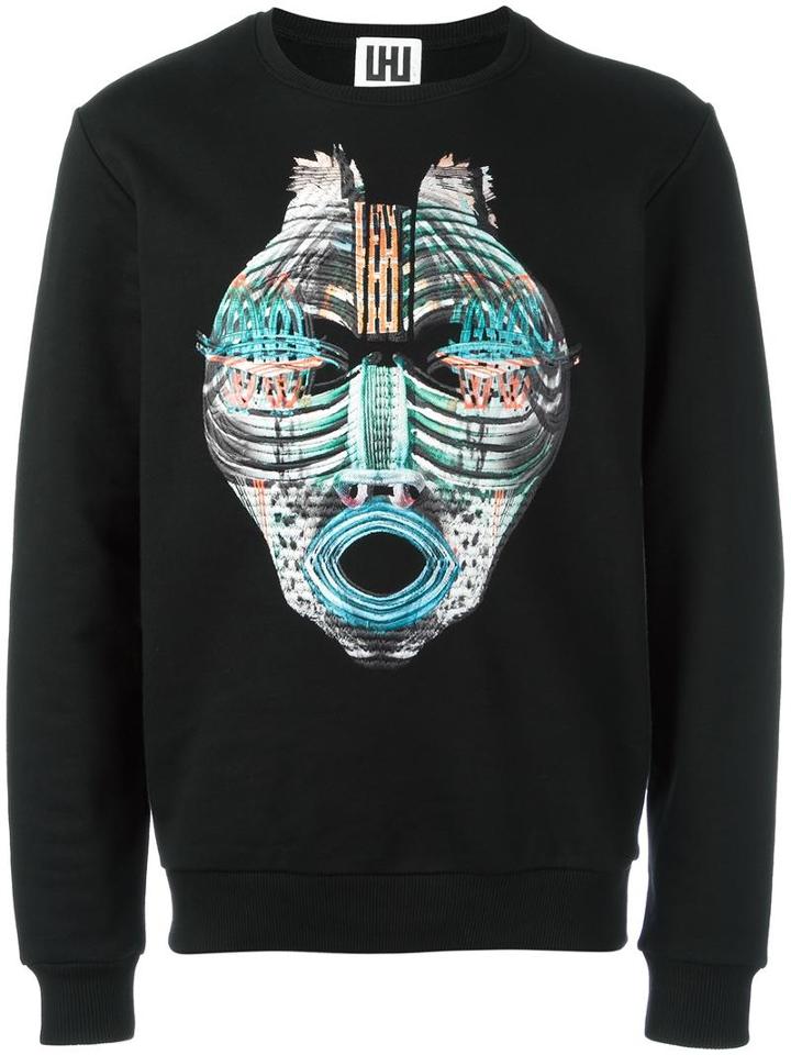 Les Hommes Urban Ethnic Motif Sweatshirt, Men's, Size: Small, Black, Cotton
